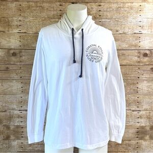 Ocean Drive Coastal Edge Virginia Beach Surf Graphic Hoodie Mens Large‎ White